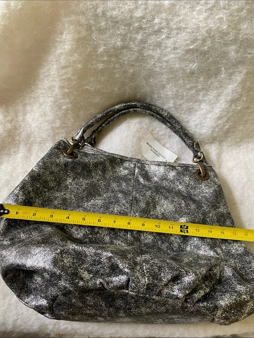 Cara NY Metallic Silver-Black Fabric Shoulder Bag